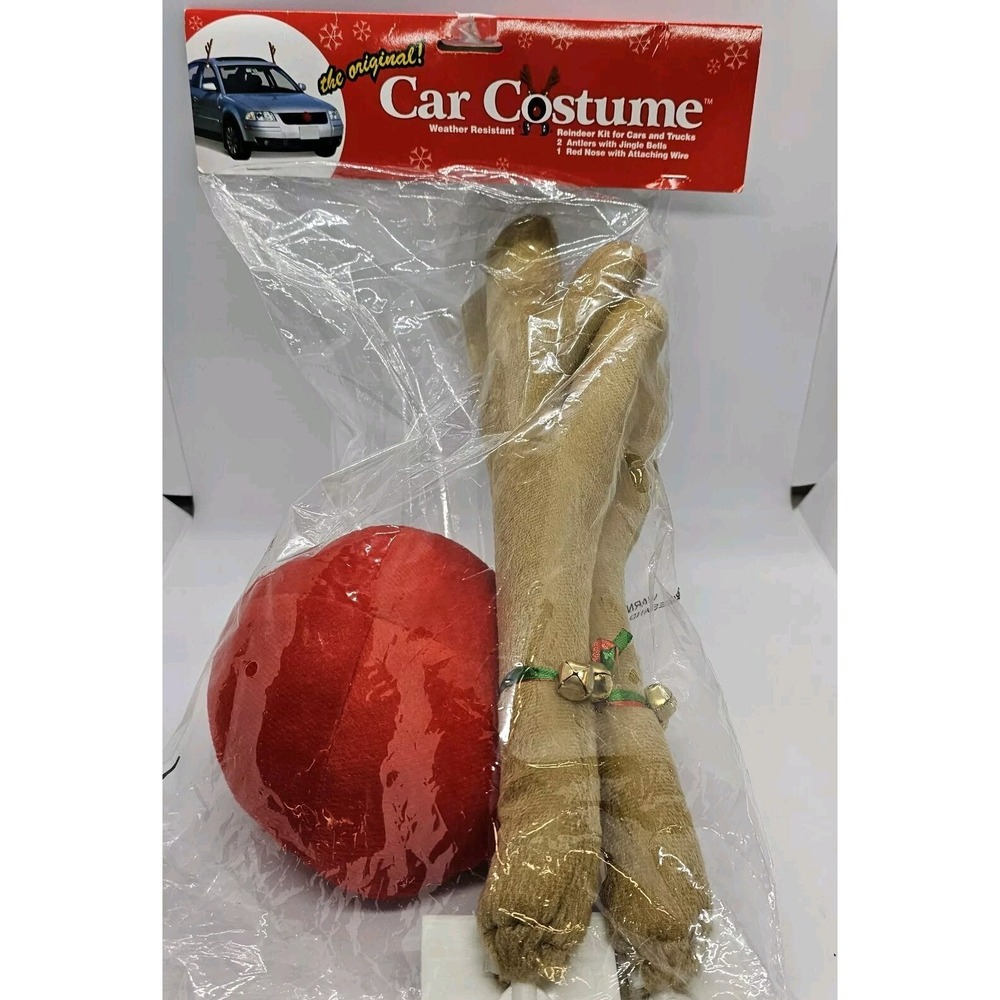 Christmas Car Reindeer Costume Brown Antler Decorating Kit Red Nose Truck Cars